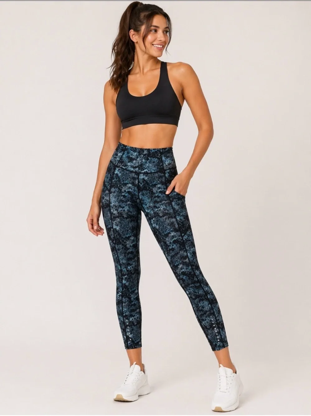 Lululemon Fast and Free High Rise Tight 25 Ice Dye Cerulean Blue Sz 4 Nulux
